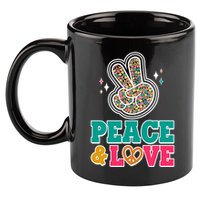 Retro Flower Power Peace And Love 11oz C Handle Ceramic Mug