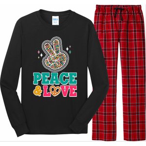 Retro Flower Power Peace And Love Long Sleeve Pajama Set