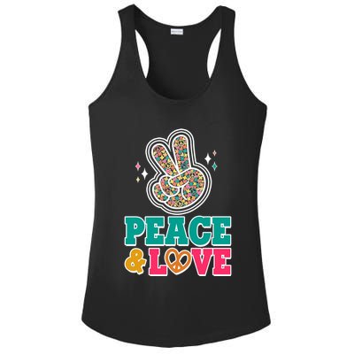 Retro Flower Power Peace And Love Ladies PosiCharge Competitor Racerback Tank
