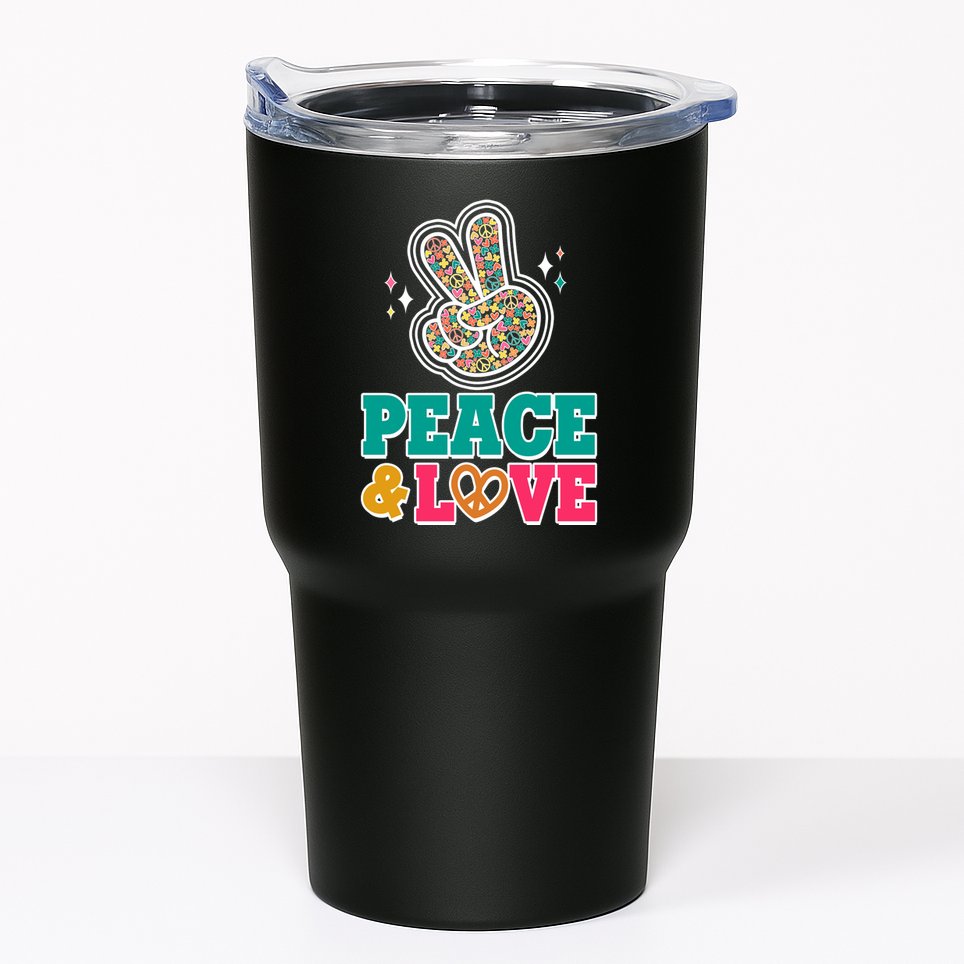 Retro Flower Power Peace And Love Tumbler