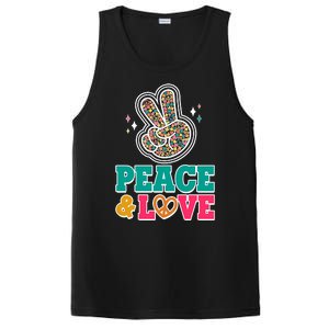 Retro Flower Power Peace And Love PosiCharge Competitor Tank