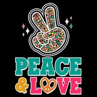 Retro Flower Power Peace And Love Womens T-Shirt