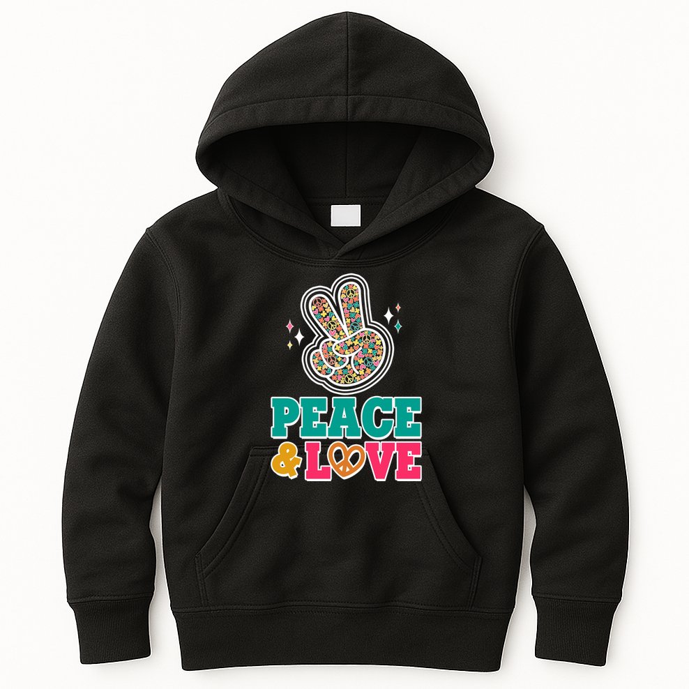 Retro Flower Power Peace And Love Kids Hoodie