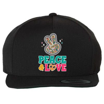 Retro Flower Power Peace And Love Wool Snapback Cap