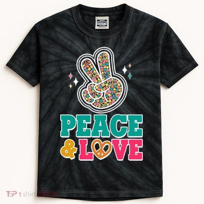 Retro Flower Power Peace And Love Kids Tie-Dye T-Shirt
