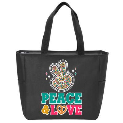 Retro Flower Power Peace And Love Zip Tote Bag
