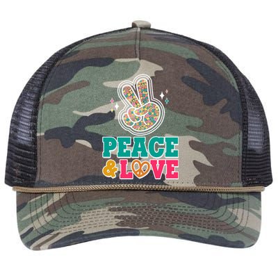 Retro Flower Power Peace And Love Retro Rope Trucker Hat Cap