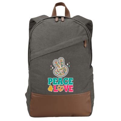 Retro Flower Power Peace And Love Cotton Canvas Backpack