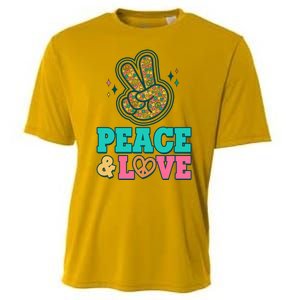 Retro Flower Power Peace And Love Cooling Performance Crew T-Shirt