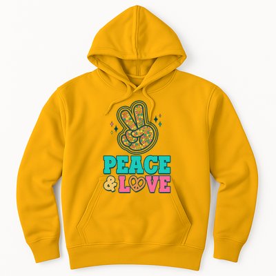 Retro Flower Power Peace And Love Hoodie