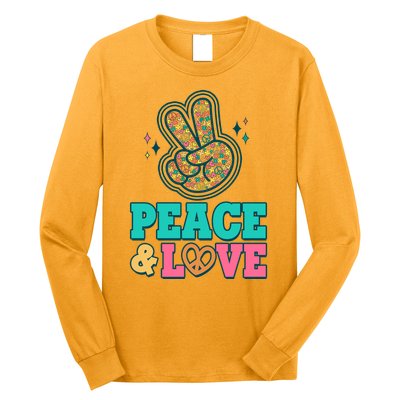 Retro Flower Power Peace And Love Long Sleeve Shirt