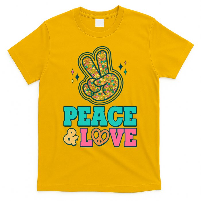 Retro Flower Power Peace And Love T-Shirt