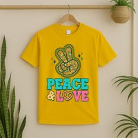 Retro Flower Power Peace And Love T-Shirt