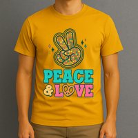 Retro Flower Power Peace And Love T-Shirt