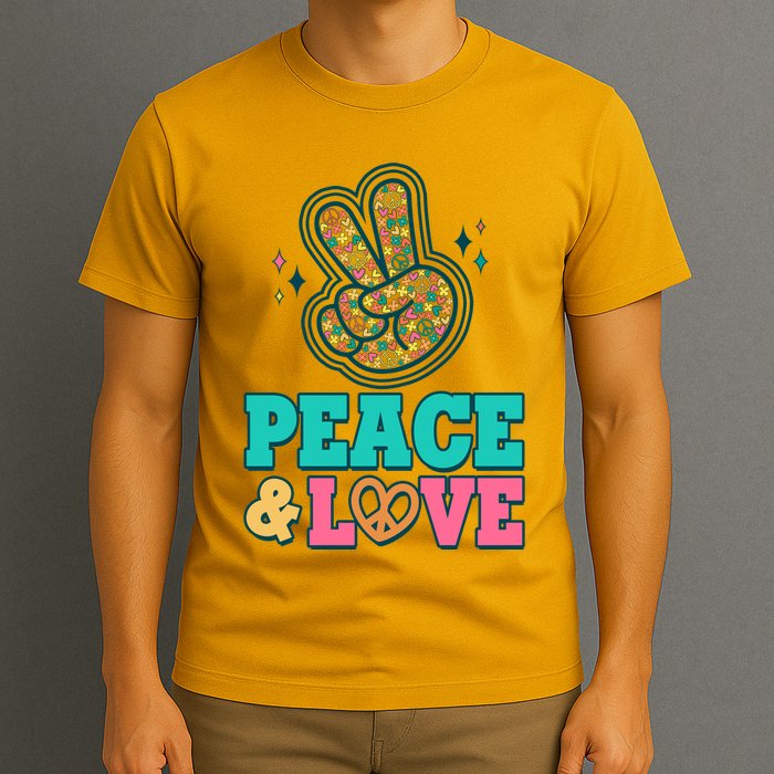 Retro Flower Power Peace And Love T-Shirt