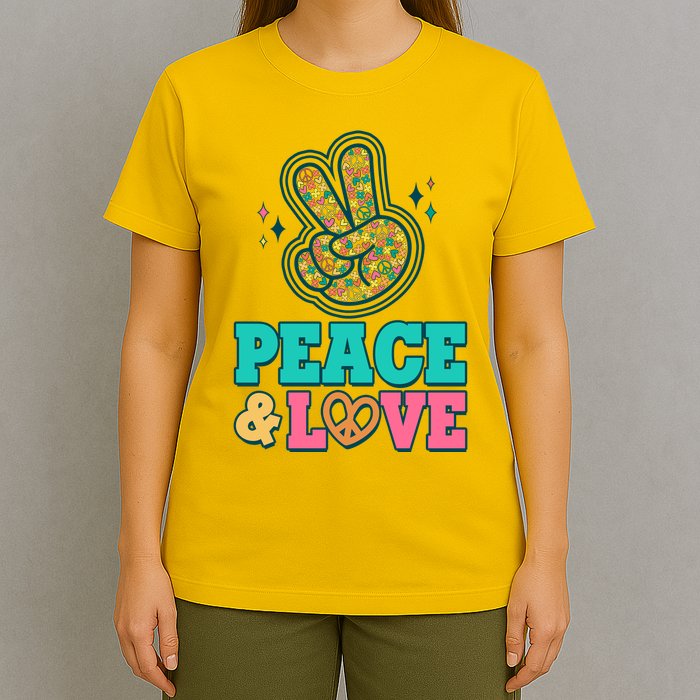 Retro Flower Power Peace And Love T-Shirt
