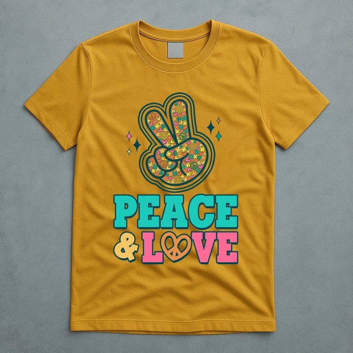 Retro Flower Power Peace And Love T-Shirt