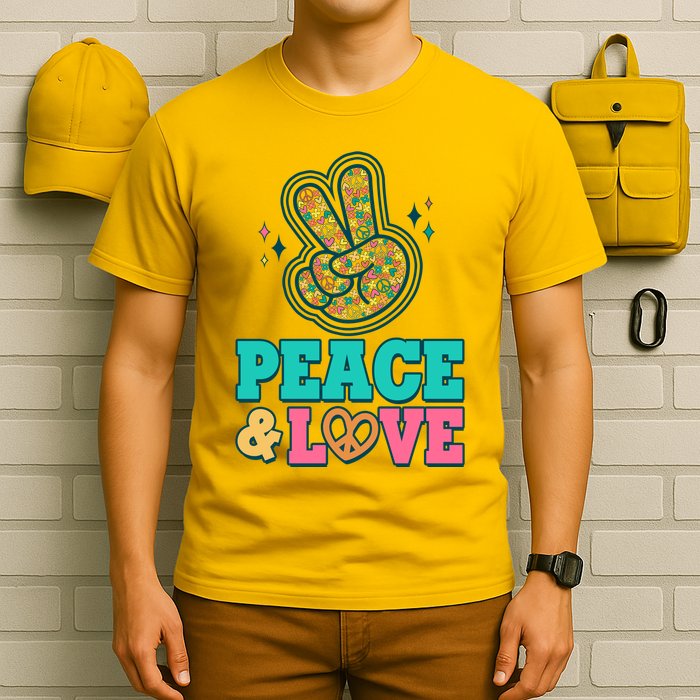 Retro Flower Power Peace And Love T-Shirt
