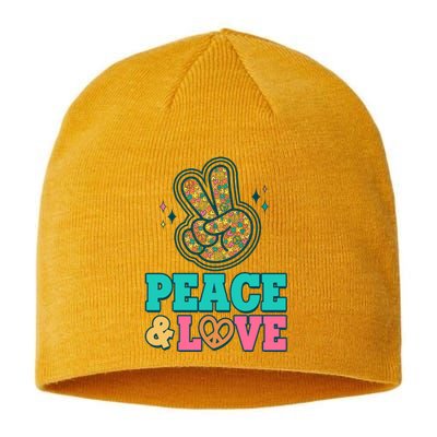 Retro Flower Power Peace And Love Sustainable Beanie