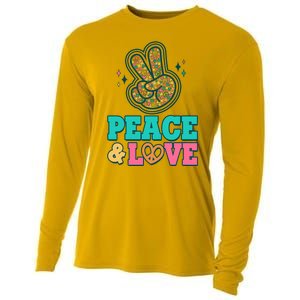 Retro Flower Power Peace And Love Cooling Performance Long Sleeve Crew