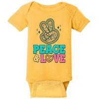 Retro Flower Power Peace And Love Baby Bodysuit