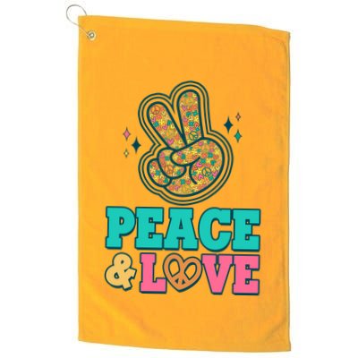 Retro Flower Power Peace And Love Golf Towel