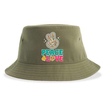 Retro Flower Power Peace And Love Sustainable Bucket Hat