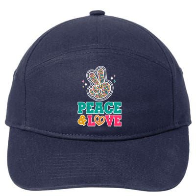 Retro Flower Power Peace And Love 7-Panel Snapback Hat