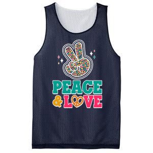 Retro Flower Power Peace And Love Mesh Reversible Basketball Jersey Tank