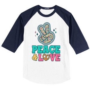 Retro Flower Power Peace And Love Baseball Sleeve Shirt