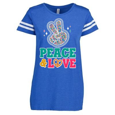 Retro Flower Power Peace And Love Enza Ladies Jersey Football T-Shirt