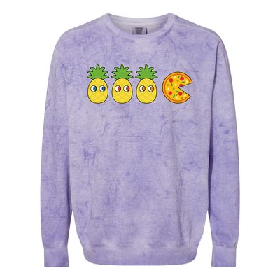 Retro Funny Pineapple Pizza Video Game Colorblast Crewneck Sweatshirt