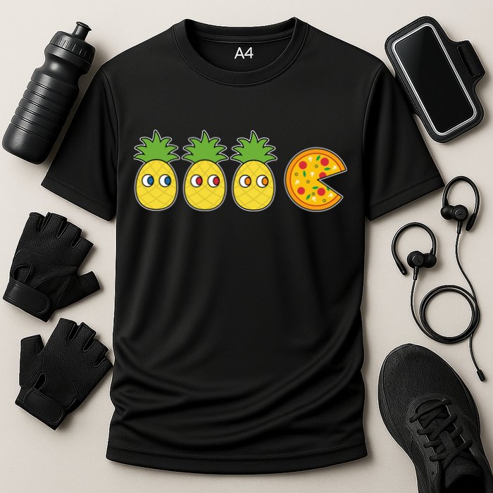Retro Funny Pineapple Pizza Video Game Cooling Performance Crew T-Shirt