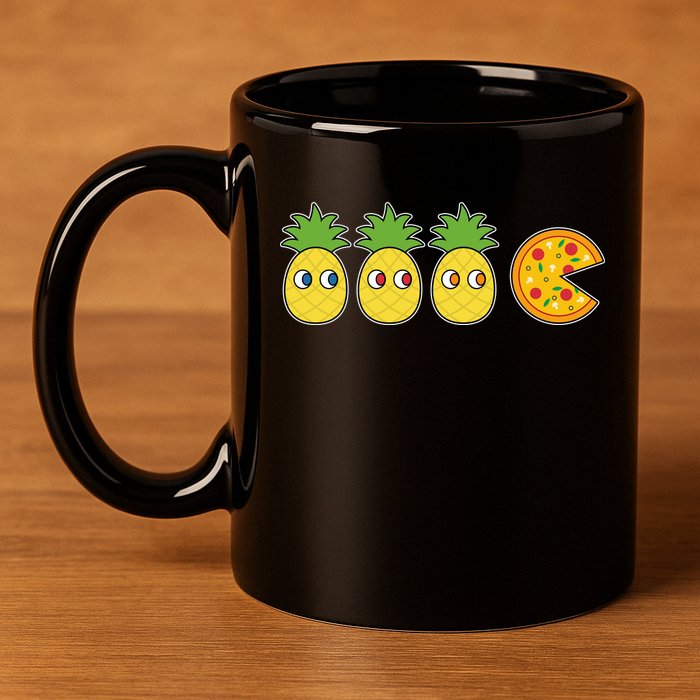 Retro Funny Pineapple Pizza Video Game 11oz C Handle Ceramic Mug