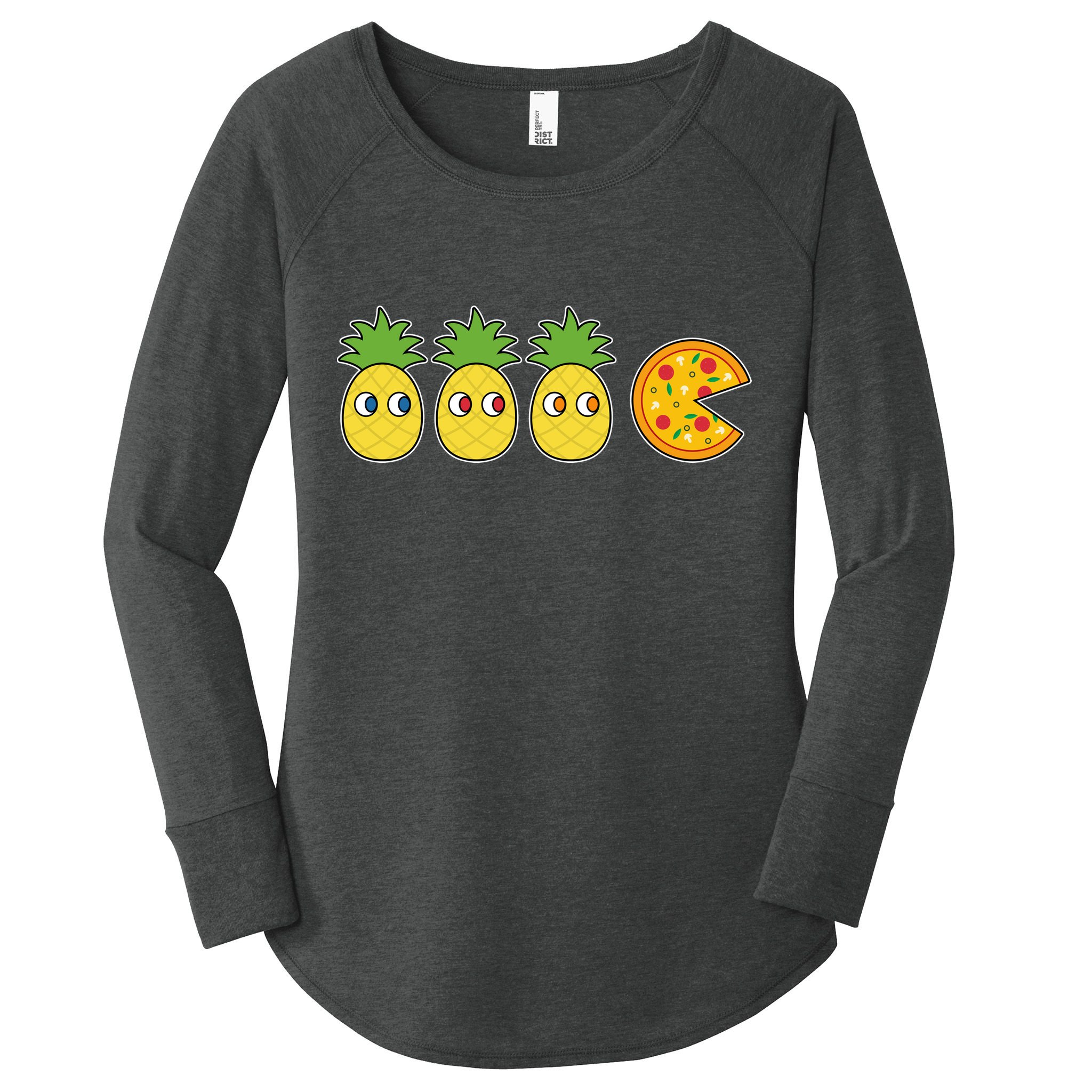 Retro Funny Pineapple Pizza Video Game Women's Perfect Tri Tunic Long Sleeve Shirt