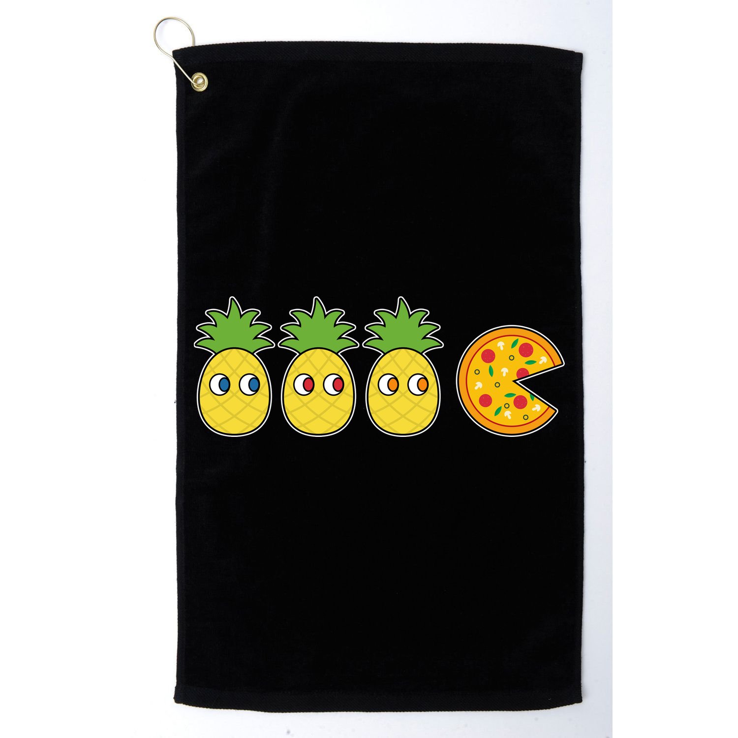 Retro Funny Pineapple Pizza Video Game Golf Towel