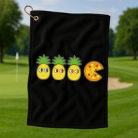 Retro Funny Pineapple Pizza Video Game Golf Towel