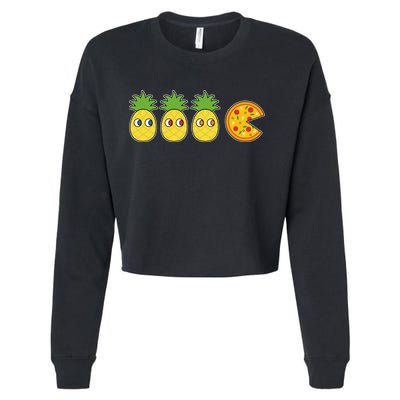 Retro Funny Pineapple Pizza Video Game Cropped Pullover Crew
