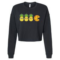 Retro Funny Pineapple Pizza Video Game Cropped Pullover Crew