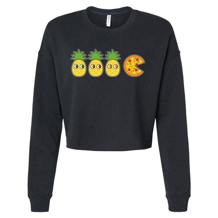 Retro Funny Pineapple Pizza Video Game Cropped Pullover Crew