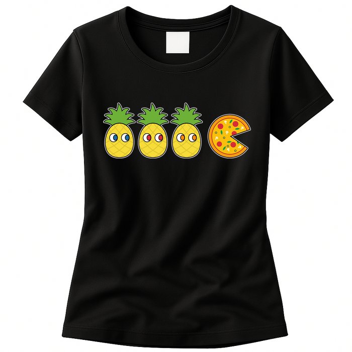Retro Funny Pineapple Pizza Video Game Womens T-Shirt