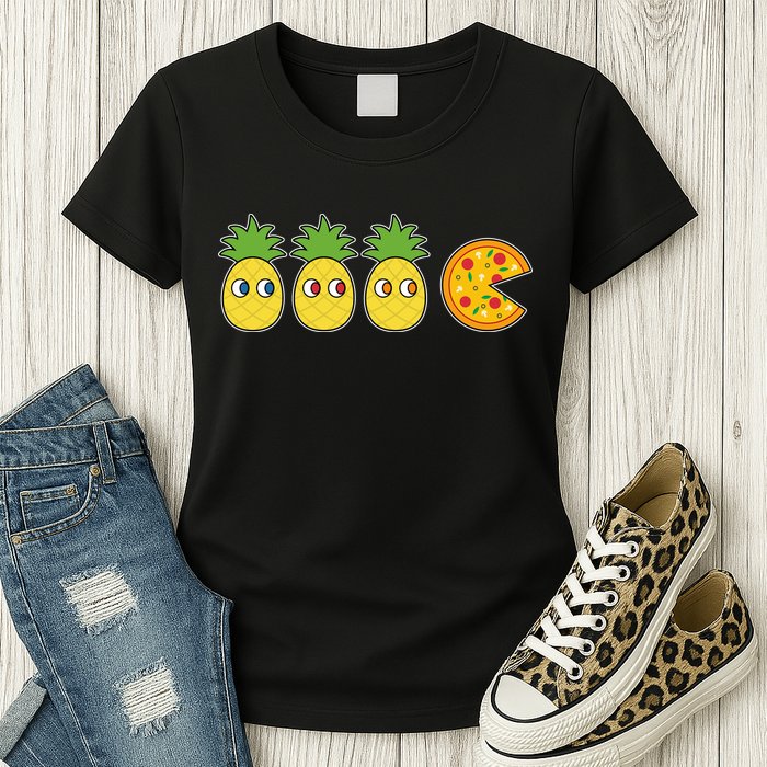 Retro Funny Pineapple Pizza Video Game Womens T-Shirt