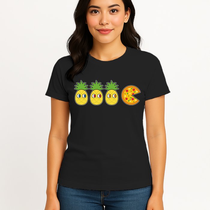 Retro Funny Pineapple Pizza Video Game Womens T-Shirt