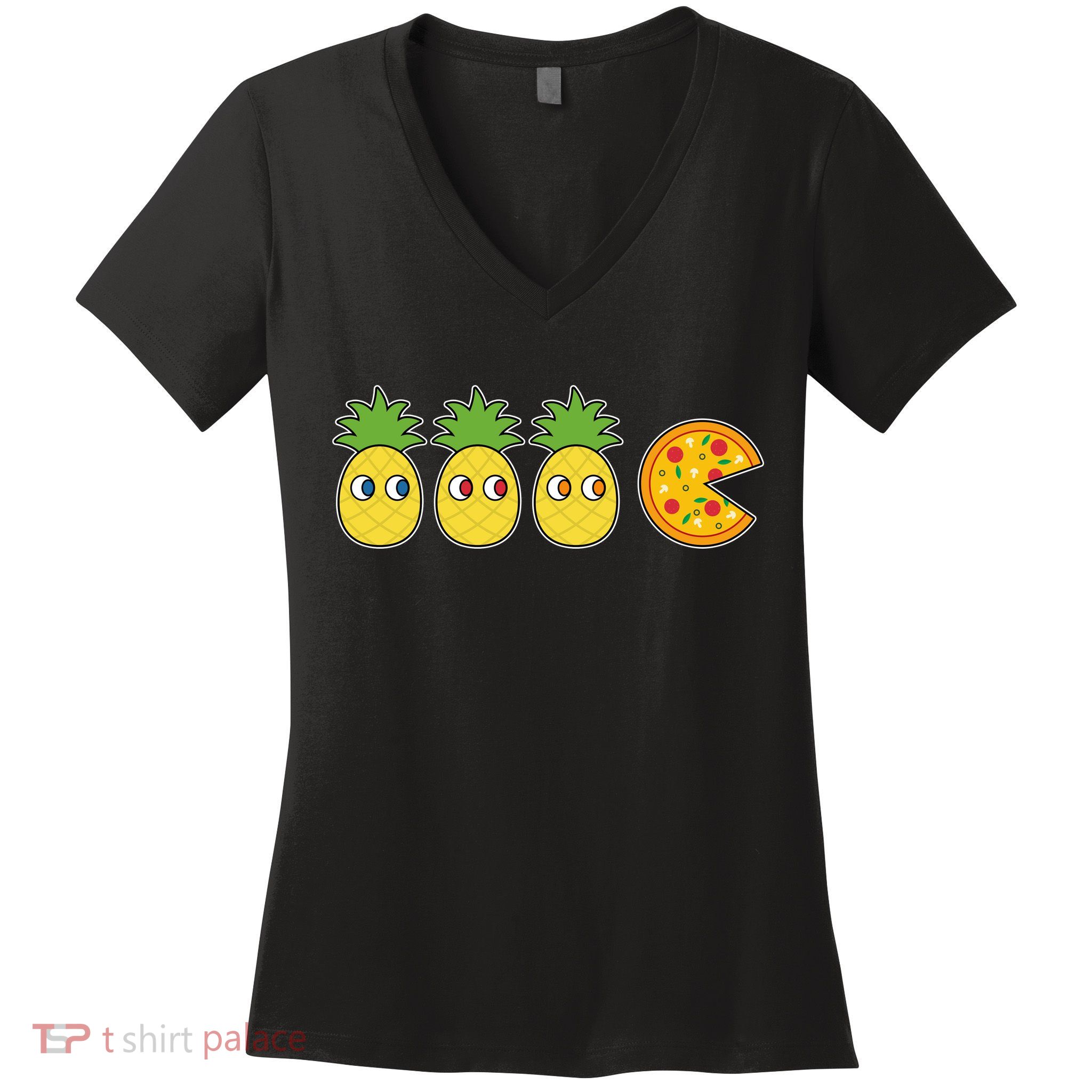 Retro Funny Pineapple Pizza Video Game Women's V-Neck T-Shirt