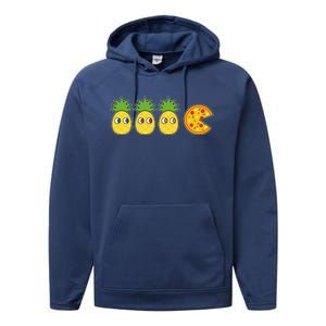 Retro Funny Pineapple Pizza Video Game Performance Fleece Hoodie