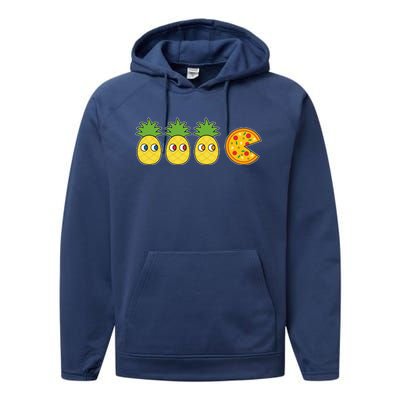 Retro Funny Pineapple Pizza Video Game Performance Fleece Hoodie