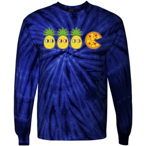 Retro Funny Pineapple Pizza Video Game Tie-Dye Long Sleeve Shirt