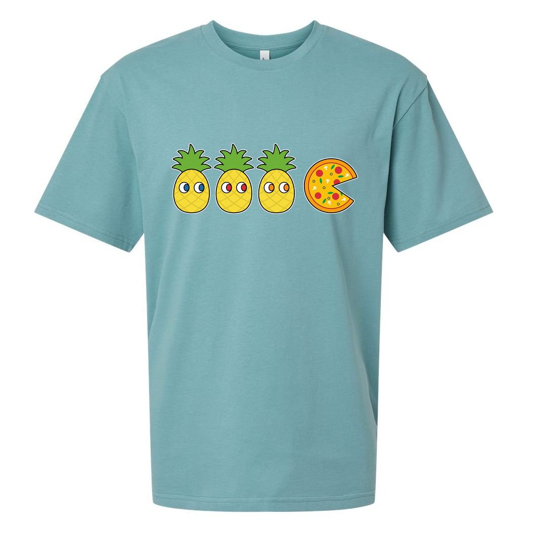 Retro Funny Pineapple Pizza Video Game Sueded Cloud Jersey T-Shirt