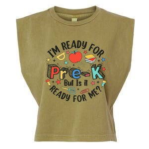 Ready For Prek But Is It Ready For Me First Day Of School Garment-Dyed Women's Muscle Tee