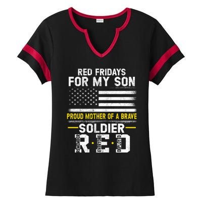 Red Friday Proud Mother Of Military Soldier Son Ladies Halftime Notch Neck Tee